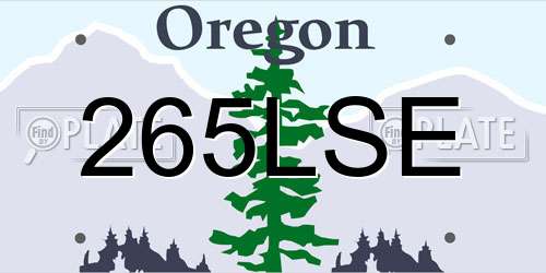 265LSE Oregon License Plate