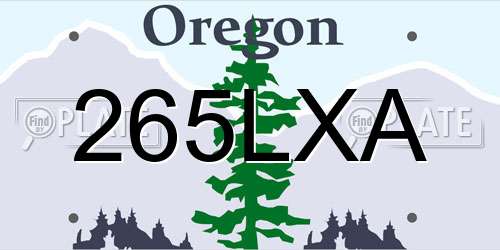 265LXA Oregon License Plate