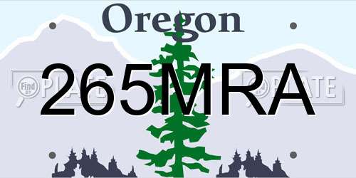 265MRA Oregon License Plate