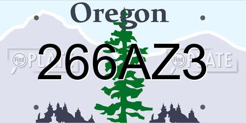 266AZ3 Oregon License Plate