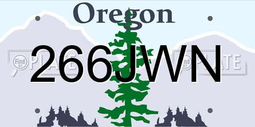266JWN Oregon License Plate
