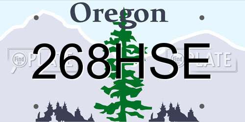 268HSE Oregon License Plate