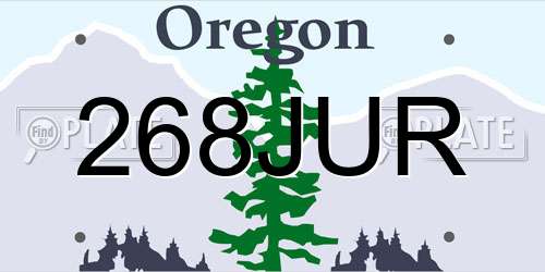 268JUR Oregon License Plate