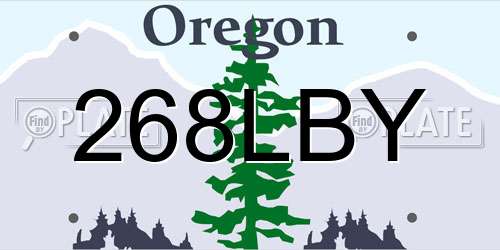 268LBY Oregon License Plate