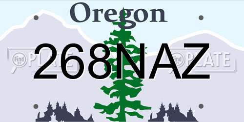 268NAZ Oregon License Plate