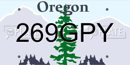 269GPY Oregon License Plate