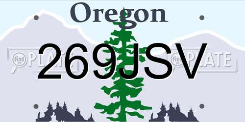 269JSV Oregon License Plate
