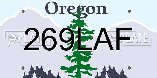 269LAF Oregon License Plate