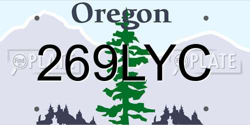 269LYC Oregon License Plate