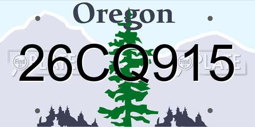 26CQ915 Oregon License Plate