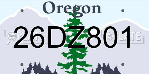 26DZ801 Oregon License Plate