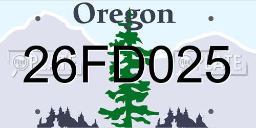 26FD025 Oregon License Plate