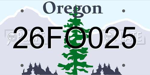 26FO025 Oregon License Plate