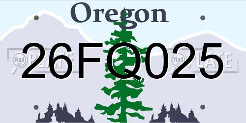 26FQ025 Oregon License Plate
