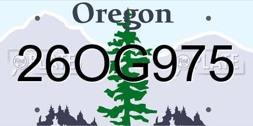26OG975 Oregon License Plate