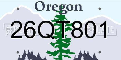 26QT801 Oregon License Plate