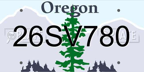 26SV780 Oregon License Plate