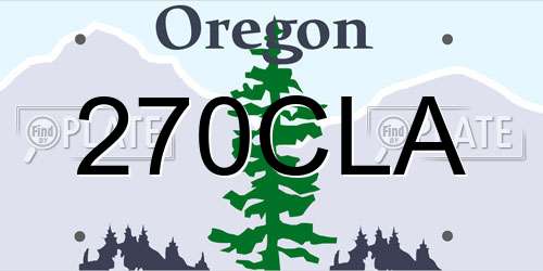 270CLA Oregon License Plate
