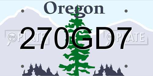270GD7 Oregon License Plate