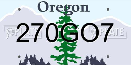 270GO7 Oregon License Plate