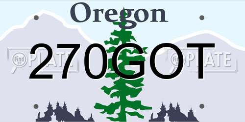 270GOT Oregon License Plate