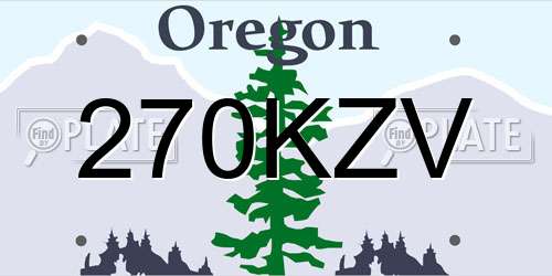 270KZV Oregon License Plate