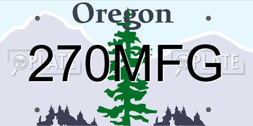 270MFG Oregon License Plate