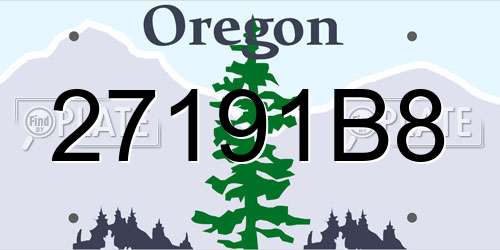 27191B8 Oregon License Plate