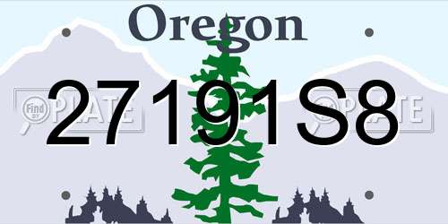 27191S8 Oregon License Plate
