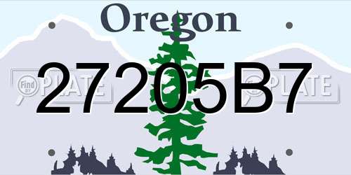 27205B7 Oregon License Plate
