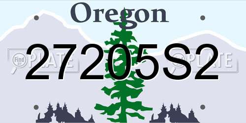 27205S2 Oregon License Plate
