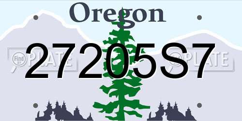 27205S7 Oregon License Plate