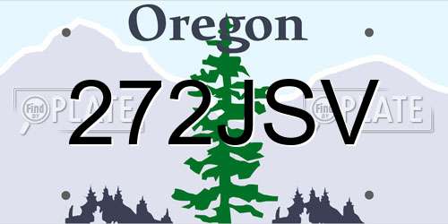 272JSV Oregon License Plate