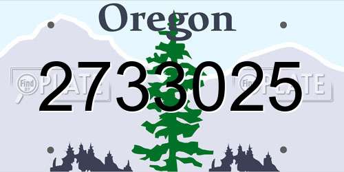 2733025 Oregon License Plate
