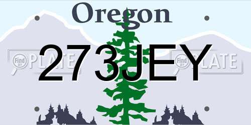 273JEY Oregon License Plate