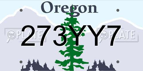 273YY7 Oregon License Plate