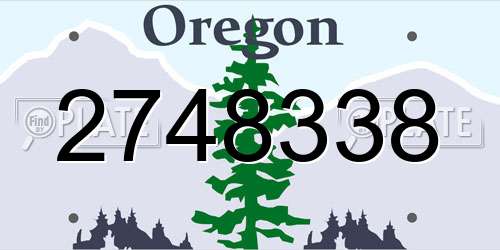 2748338 Oregon License Plate