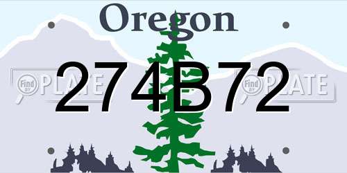 274B72 Oregon License Plate