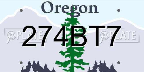 274BT7 Oregon License Plate