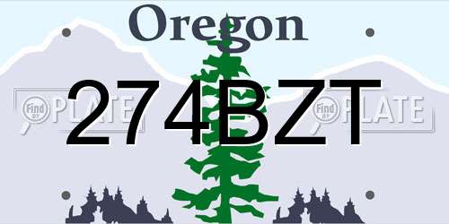 274BZT Oregon License Plate