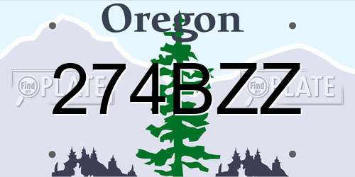 274BZZ Oregon License Plate