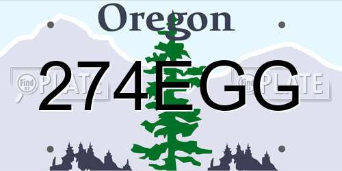 274EGG Oregon License Plate