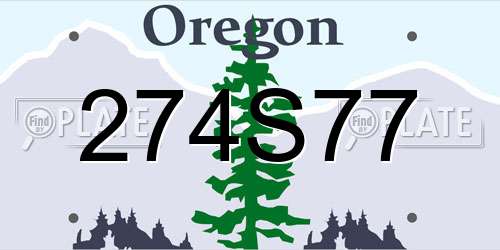 274S77 Oregon License Plate