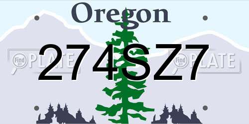 274SZ7 Oregon License Plate