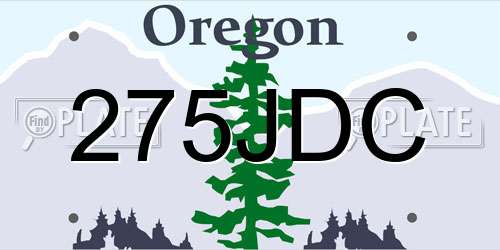 275JDC Oregon License Plate