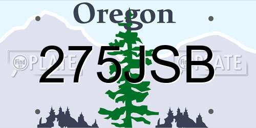 275JSB Oregon License Plate