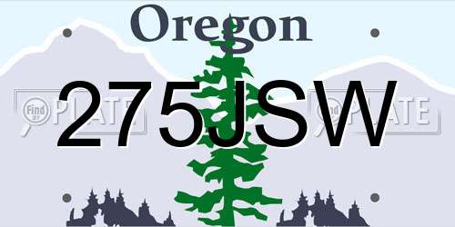 275JSW Oregon License Plate