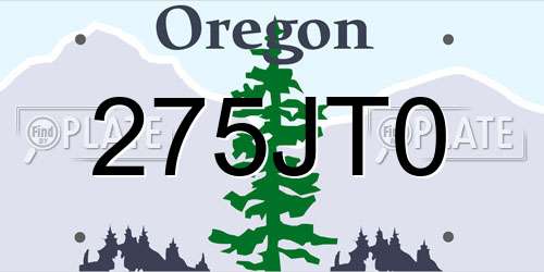 275JT0 Oregon License Plate