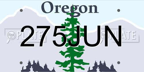 275JUN Oregon License Plate