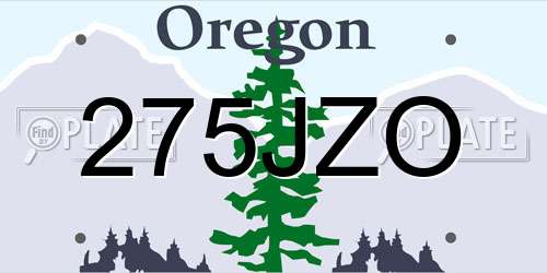 275JZO Oregon License Plate